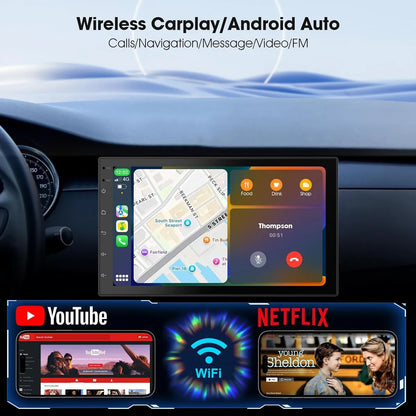 Pantalla para carro con carplay inalambrico 7"